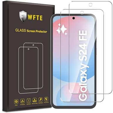WFTE [2-Pack Screen Protector for Samsung S24 FE,Anti-Scratch,High Transparency,Anti-fingerprint,Bubble-Free,Samsung Galaxy S24 FE/A56/A36 5G Screen Protector Tempered Glass