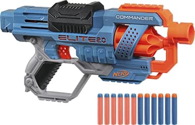Nerf Elite 2.0 Commander RD-6 Blaster Toy for 8+ Year Old Kids, Dart Launcher with 12 Nerf Elite Foam Darts and a 6-Dart Rotating Drum