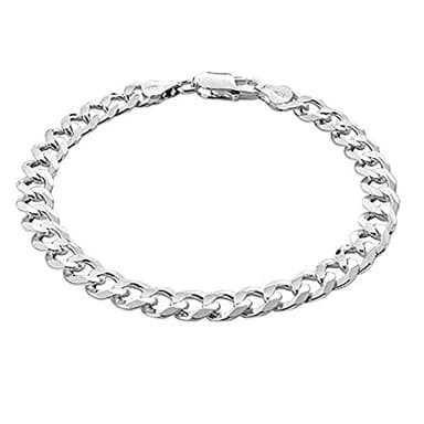 Treasure Bay Men's 8mm 925 Sterling Silver Curb Chain Bracelet (19)