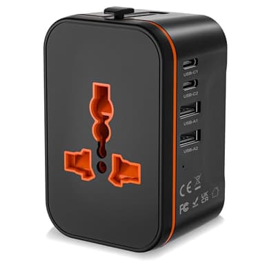 Universal Travel Adapter Worldwide with 2 USBC and 2 USB A Ports, International Travel Plug Adapter Worldwide USB Travel Adaptor All in One Universal Charger Power Adapter for European EU US UK AUS