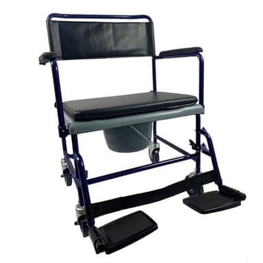 Heavy Duty Bariatric Extra Wide Mobile Wheeled Commode Chair - Up to 35 Stone User Weight