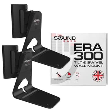 Sound Bass ERA300 Wall Mount Bracket, Tilt and Swivel, Black, Twin (2pcs), Compatible with Sonos ERA 300, Effortless Installation, Includes Mounting Kit, Double, Pair