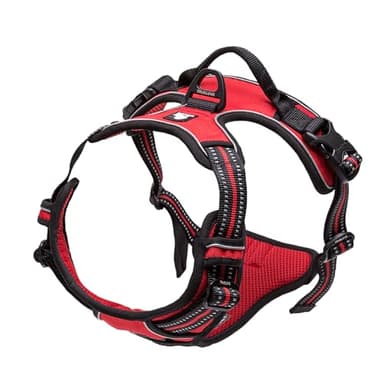 TrueLove Dog Harness TLH5651 No-pull Reflective Stitching Ensure Night Visibility, Outdoor Adventure Big Dog Harness Perfect Match Puppy Vest Now Available (Red,M)