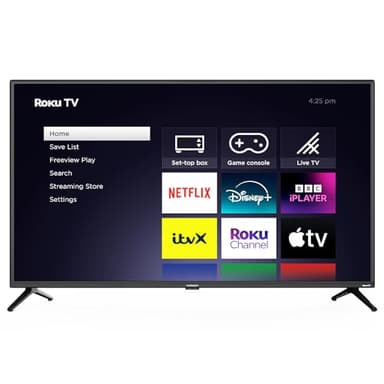 VELTECH 40 Inch Smart TV Roku OS - LED HD, Freeview, Netflix, Apple TV+, BBC iPlayer, Dolby Audio, HDMI, USB- Smart TVs for Lounge or Living Room