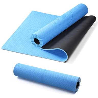 Ellylife Yoga Mat Rubber for Women Men, 6mm Thick Exercise Mat for Home Gym, Non Slip Workout Mat for Pilates, Sit-Ups, Stretching, Gymnastics, Meditation, Eco Friendly TPE, Blue