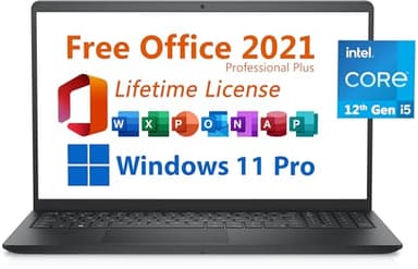 Dell 2024 Inspiron 15 Business Laptop, Free Microsoft Office 2021 with Lifetime License, 15.6" FHD 1920 x 1080, Intel 10-Core i5-1235U, 16GB DDR4 RAM, 512GB PCIe SSD, Windows 11 Pro, Black