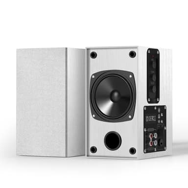 Elimavi Active Bookshelf Speakers, 30W X 2 Computer Speaker With 4 Inch Woofer, External TV Speakers With 3.5-RCA Input For PC and Home Surround Sound - White