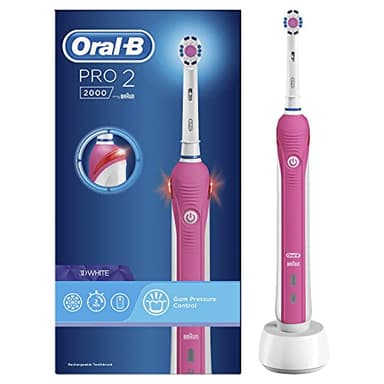 Oral-B Pro 2000/ Pro 2 2000W 3DWhite Electric Toothbrush Rechargeable Powered by Braun (packaging may vary) (UK 2-Pin Bathroom Plug)