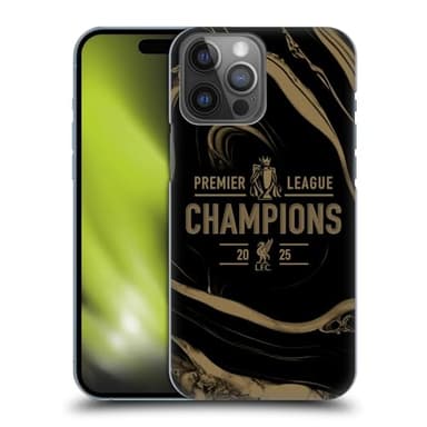 Head Case Designs Officially Licensed Liverpool Football Club Black Marble 2025 Premier League Champions Hard Back Case Compatible With Apple iPhone 14 Pro Max