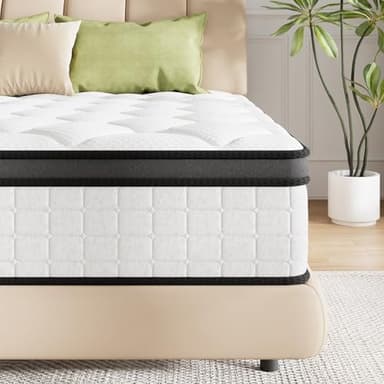 ABENE Mattress 10.6 Inch Double Memory Foam Pocket Spring Mattress 4FT6, Medium Firm Hybrid 7 Zone Orthopedic, OEKO-TEX Certified Soft Fabric (135x190x27cm)
