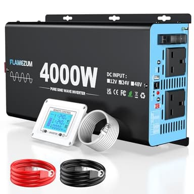 Pure Sine Wave Inverter 4000W/8000W DC 24V to AC 240V Voltage Converter with LCD Remote Control/AC Outlets/USB-A Port/USB-C Port/for RV,Trucks,Boats,Camping