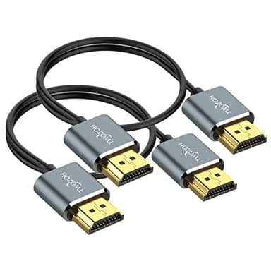 Twozoh Flexible & Slim HDMI Cable 0.3M 2 Pack, Ultra Thin HDMI Lead Supports High speed 4K@60Hz 18gbps 2160P/1080P