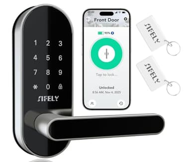 Keyless Entry Keypad Electronic Door Lock: Sifely Digital Smart Lock with Code, Electric Deadbolt Door Knob/Handle for Front, Interior, Exterior & Bedroom Doors (Silver, App Control, No Fingerprint)