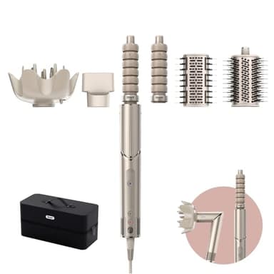Shark FlexStyle 5-in-1 Air Styler & Hair Dryer with Auto-Wrap Curlers, Paddle Brush, Oval Brush, Concentrator, Diffuser and Storage Case, No Heat Damage, Stone HD446SLUK