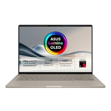 ASUS Zenbook A14 UX3407QA 14.0 inch Full HD 600nits OLED Copilot+ PC (Qualcomm Snapdragon X1-26-100 Processor, 32GB LPDDR5X RAM, 1TB PCIe SSD, Backlit Keyboard, 32 Hour Battery, Windows 11 Home)