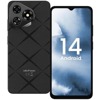 Ulefone Note 19 Mobile Phones 6GB+64GB/512GB SD 5000mAh, Octa Core Android 14 6.65” HD+ Smartphone SIM Free Unlocked 8MP+5MP Camera, 4G Dual SIM Fingerprint Face ID OTG UK, 2 year warranty - Black