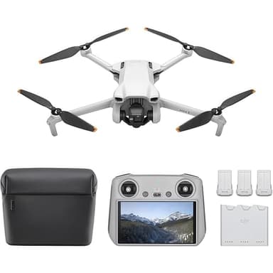 DJI Mini 3 Fly More Combo (DJI RC) – Lightweight 3x Mechanical Gimbal Mini Camera Drone with 4K HDR Video, 3 batteries for 114-min Flight Time, Vertical Shooting, 32800ft (10km) Video Transmission