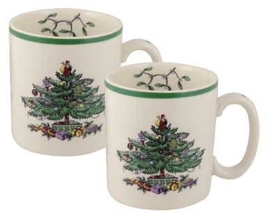 SPODE Christmas Tree Collection Mugs x2