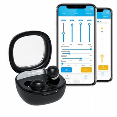 Clarity Pro CIC Rechargeable Hearing Amplifiers for Adults – Discreet Black In-Ear Sound Amplifier with App Customisation, Noise Reduction & Charging Case