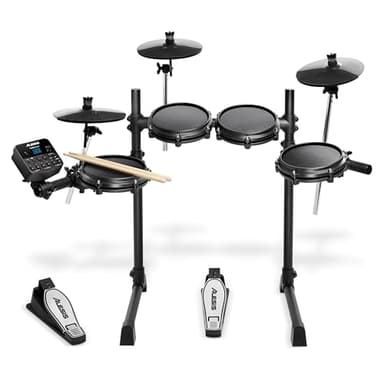 Alesis Turbo Mesh Kit - Electric Drum Set for Beginners with Quiet 8" Mesh Pads, Lessons, 100+ Sounds, Drum Sticks and Connection Cables