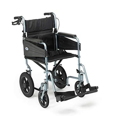 Days Lightweight Wheelchair for Adults, Escape Folding Wheelchairs, Compact Wheel Chair with Adjustable Footrests, Attendant Propelled, Padded Seat - 99.5 D x 56 W x 91 H cm - Wide, Blue