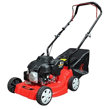RocwooD Red Petrol Lawnmower Push 16" 132cc 39cm Cutting Width, 132cc OHV Four-Stroke Engine Folding Handles & 35 Litre Grass Collector. Garden Power Tool Mowers