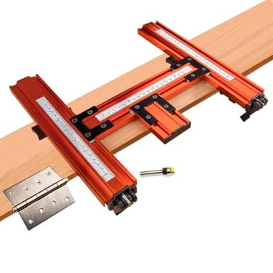 O'SKOOL Door Hinge Jig Router Kit – Mortise Template with Router Bit, Cuts up to 2-1/4" x 5", for Precise Hinge, Latch and Door Frame Installation, Compatible with Residential and Commercial Use
