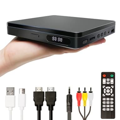 VATI Mini DVD Player, DVD/CD Player for TV, All Region Free 1080P HD with RCA/HDMI Cables, Remote Control, Breakpoint Memory, Built-in PAL/NTSC, USB Input