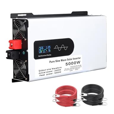 5000W Pure Sine Wave Power Inverter 72V 60V 48V 24V 12V DC to 120 240V AC Converter with AC Outlets Car Inverter for Truck, Home, RV, Camping, Off-Grid Solar Power Inverter(Size:48v to 230v)