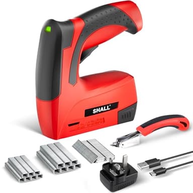 SHALL 4V Cordless 3in1 Brad Nailer/Stapler Kit, Cordless Decorative Stapler with 2500 Staples,Pistola de grapas eléctrica 3 en 1