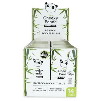The Cheeky Panda Bamboo Facial Tissue | 14 x Plastic Free Travel Tissue Packs| 140 Super Soft Pocket Tissues