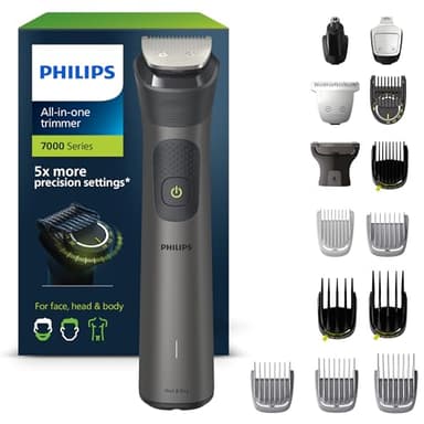 Philips Series 7000 All-in-one Trimmer, 15-in-1 Multigroom for face, Head and Body, One Tool - Ultimate Precision, 26 Length Settings (0.5-20 mm) (Model MG7950/15)