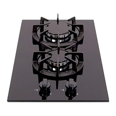 SIA AMZBGH30BL 30cm Black Gas On Glass Domino Hob Cast Iron Supports LPG Kit