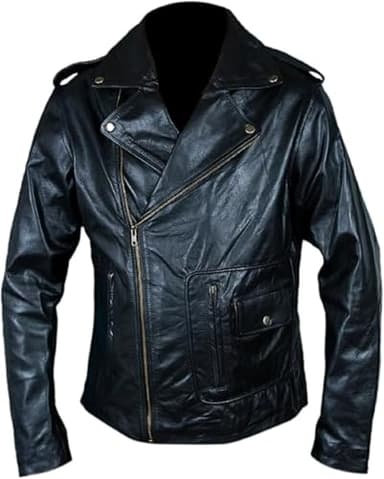 ZM ATTIRE Men's T-Birds Patch Leather Jacket John Travolta Grease Danny Zuko
