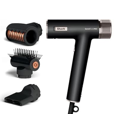 Shark SpeedStyle Pro HD731UK Hair Dryer, High Performance High-Velocity Hair Dryer for Straight & Wavy Hair with Scalp Shield Technology, 3 Attachments, Lightweight, Ionic, No Thermal