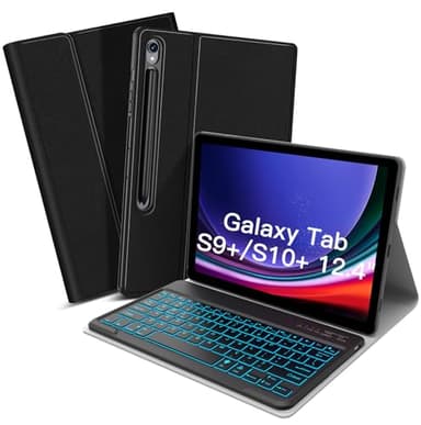 XIWMIX Backlit Keyboard Case for Samsung Galaxy Tab S10+/S9+ 12.4",Case Cover with Detachable Wireless Keyboard for Samsung Tab S9 Plus 2023 SM-X810/SM-X816B/SM-X818U,S10 Plus2024 SM-X820/X826B/SX828U
