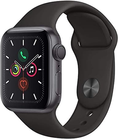 Apple Watch Series 5 (GPS, 44mm) - Space Grey Aluminium Case with Black Sport Band (Renewed)