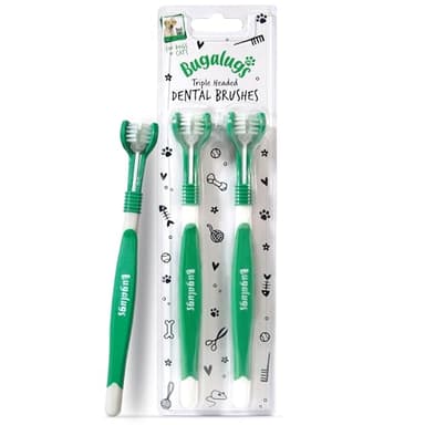 Bugalugs Dog Toothbrush & Cat Toothbrush Triple Headed Plaque Remover, Our Dental Teeth Cleaning Products Makes Teeth Cleaning Easier with Dog Toothpaste & Cat Toothpaste