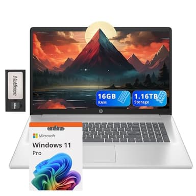 HP 17.3" FHD IPS Business Laptop, AMD Ryzen 5 7430U, 16GB RAM, 1.16TB Storage (1TB SSD+160GB Docking Station Set), AMD Radeon Graphics, Num Pad, Webcam, HD Audio, Wi-Fi 6, Win 11 Pro, Silver