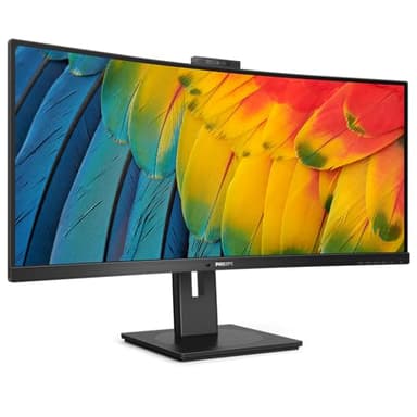 Philips 34B1U5600CH - 34 Inch WQHD Curved Monitor, 120Hz, VA, 4ms, WebCam, KVM, MultiView, RJ-45 to USB-C, height Adjust (3440 x 1440 @ 120Hz, HDMI 2.0 / DP 1.4 / USB-C PD 100W)