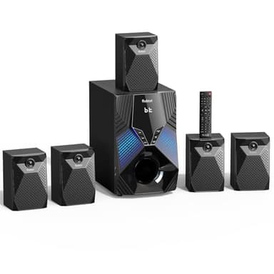 Bobtot 1000W Surround System 5 Wired Satellite Audio Speakers 8 inch Subwoofer 5.1/2.1 Channel Home Theater Deep Bass Support ARC Optical Bluetooth Karaoke Input