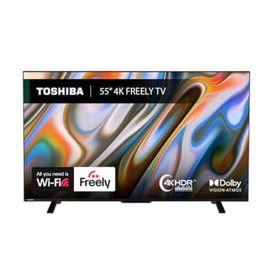Toshiba 55”UV2F53DBU 4K Smart VIDAA TV, Ultra HD, HDR10, Freely, Disney+, Prime Video, Netflix, Dolby Atmos, Dolby Vision, Sound by Onkyo, Works with Alexa, Works with Google Assistant, VIDAA Voice