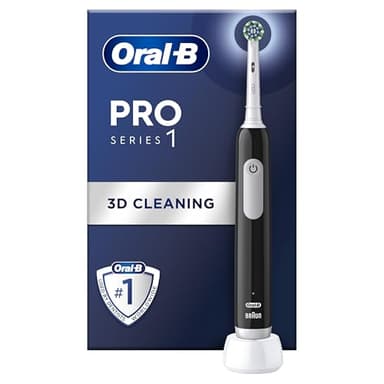 Oral-B Pro 1 Electric Toothbrush For Adults, Oral B Electric Toothbrushes Adults, With 3D Cleaning, 1 Toothbrush Head, Gum Pressure Control, 2 Pin UK Plug, Black