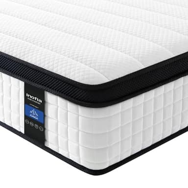 Inofia Super King Mattress, 12 Inch Hybrid Mattress with Aeroshield Memory Foam and NexusArc Pocket Sprung,Cozy and Breathable Fabric,The Elegant Plus Collection,Super King(180×200×30cm)