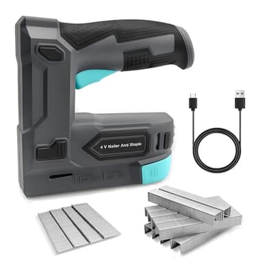 BLUEMARS 4V Cordless Staple Gun Brad Nailer, 2 in 1 Electric 6-14mm Nail Gun 14-15mm Staple Gun with 400 Staples & 100 Nails,for Upholstery, Carpentry and Woodworking Projects, DIYer