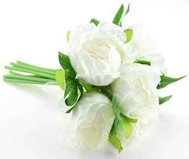 FiveSeasonStuff Vintage Artificial Flowers White Peony and Hydrangeas (1 Bouquet) 22cm