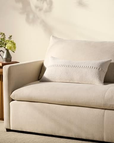 Loloi Chris Loves Julia Harvey Collection PCJ0018 White 12'' x 27'' Cover w/Down Pillow