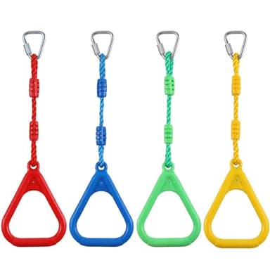 PELLOR Kids Monkey Bars, Kids Gymnastic Rings, Multifunctional Gym Rings, Backyard Playground Play Sets for Obstacle Ring, Trapeze Bar, Monkey Bars Climbing Frame, Climbing Ring Training
