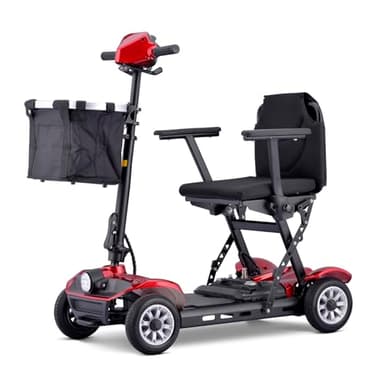 4-Wheel Electric Mobility Scooter,Folding Mobility Scooter,4 Wheel Mobility Chair,Aluminum Alloy Material,Load 150Kg/331 Lbs,with Charger and Basket Included A