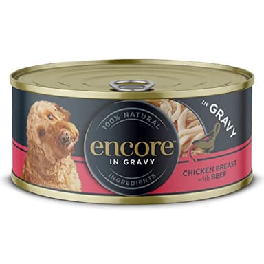 Encore 100% Natural Wet Dog Food, Grain Free Chicken with Beef in Gravy Pack of 12 x 156g Tins